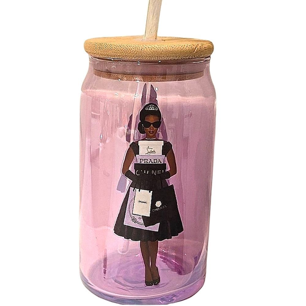 Amanda Greenwood Shop Til You Drop Chanel Transparent Glass & Straw- Pink
